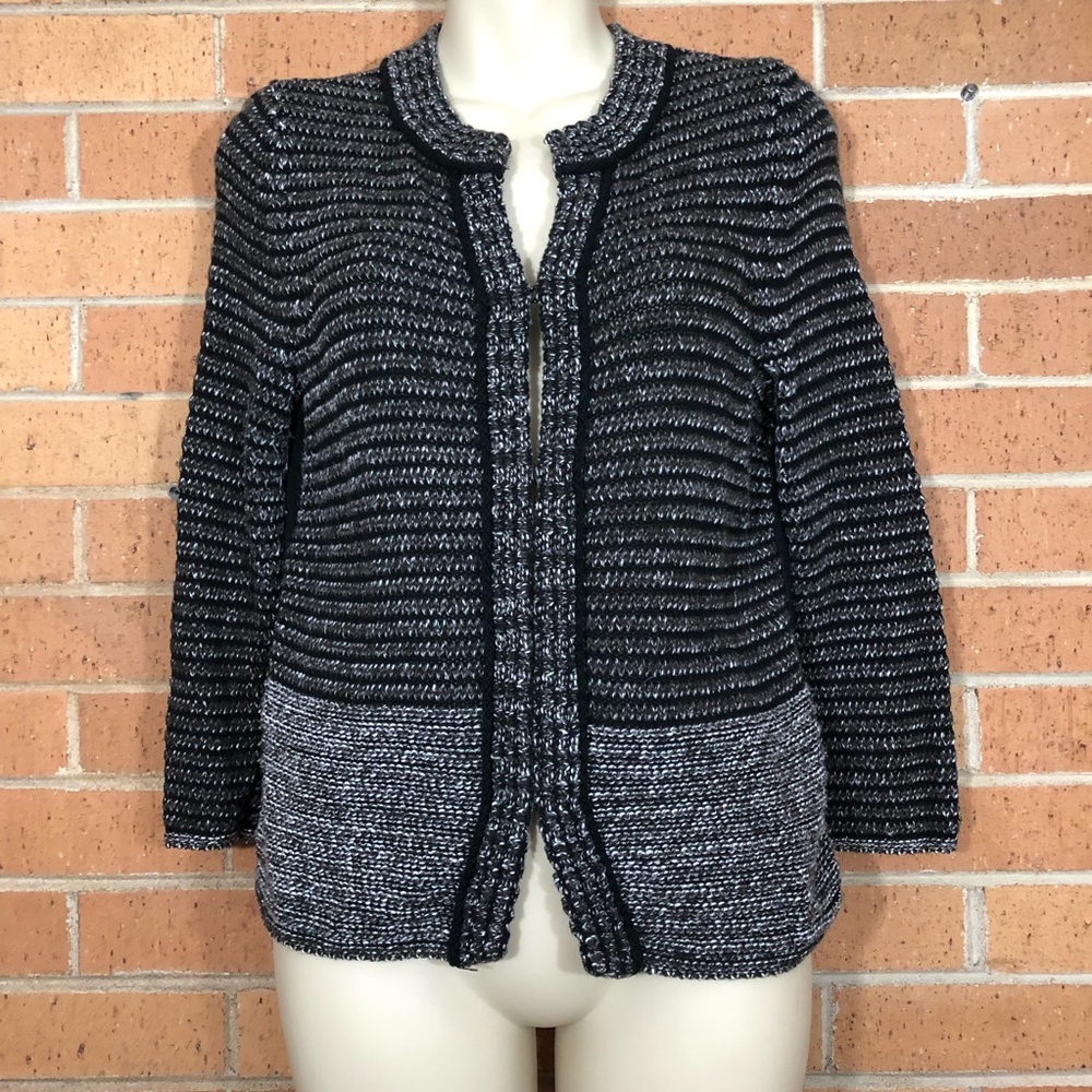 3/$25 👑 Ann Taylor Loft Small Tweed Black Brown Cardigan
